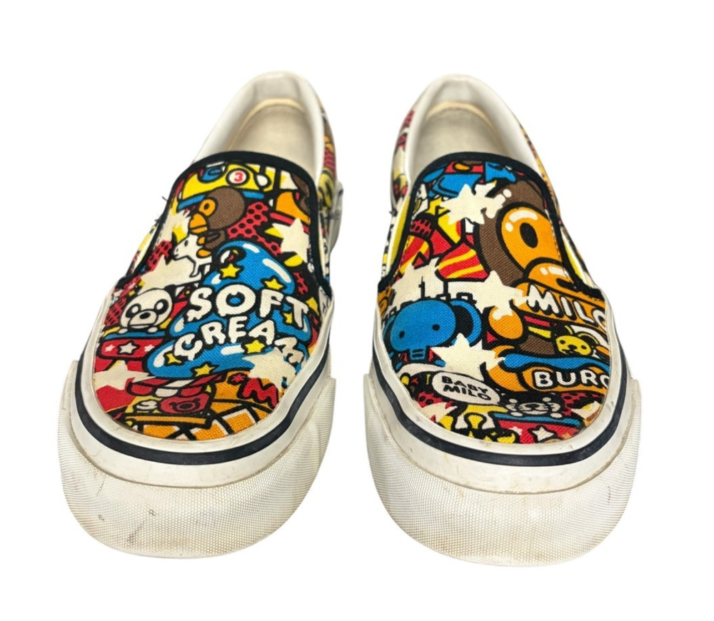 A Bathing Ape Bape Baby Milo Playland Canvas Slip On Shoes Size 7 Rare Japan